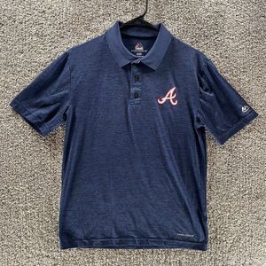 Atlanta Braves Polo Mens Small Majestic Cool Base MLB Baseball Short Sleeve